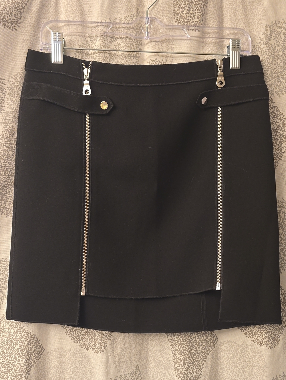 L.A.M.B. Black Mini Skirt with Silver Zipper Details